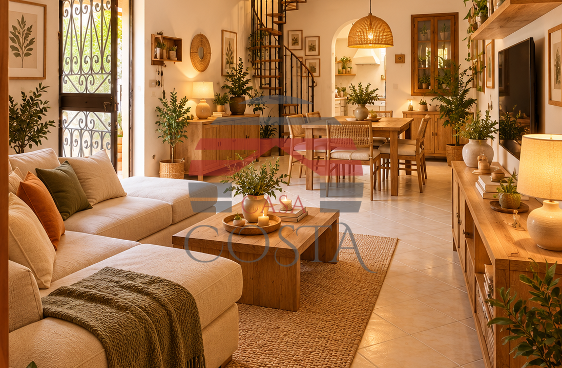 Soggiorno boho mediterraneo accogliente